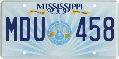 MS license plate MDU458