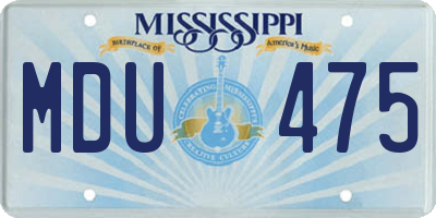 MS license plate MDU475