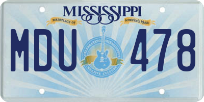 MS license plate MDU478