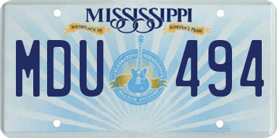 MS license plate MDU494