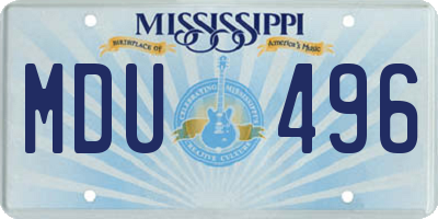 MS license plate MDU496