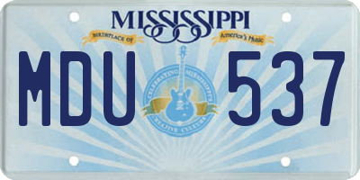 MS license plate MDU537
