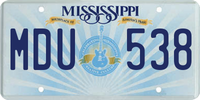 MS license plate MDU538