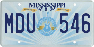 MS license plate MDU546