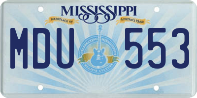 MS license plate MDU553