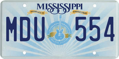 MS license plate MDU554