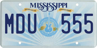 MS license plate MDU555