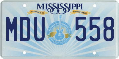 MS license plate MDU558