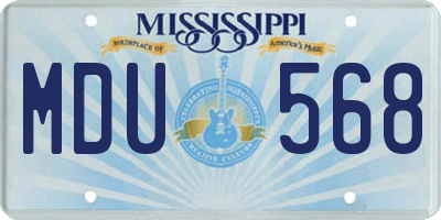 MS license plate MDU568