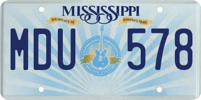 MS license plate MDU578
