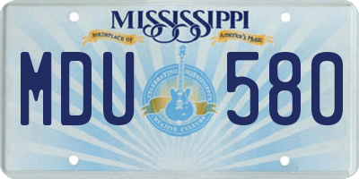 MS license plate MDU580