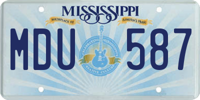 MS license plate MDU587