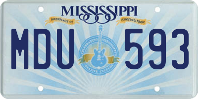 MS license plate MDU593