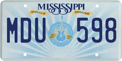 MS license plate MDU598