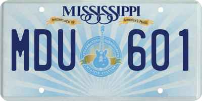 MS license plate MDU601