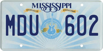 MS license plate MDU602