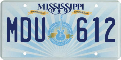 MS license plate MDU612