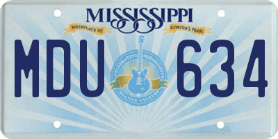 MS license plate MDU634