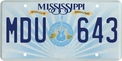 MS license plate MDU643