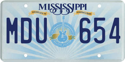MS license plate MDU654