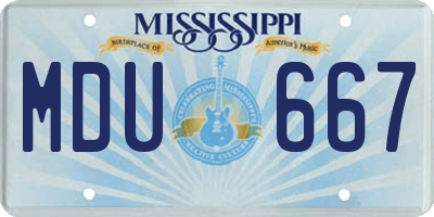 MS license plate MDU667