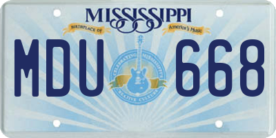 MS license plate MDU668