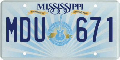 MS license plate MDU671