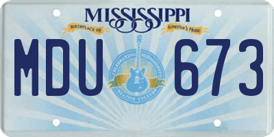 MS license plate MDU673