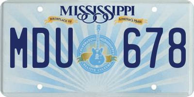 MS license plate MDU678