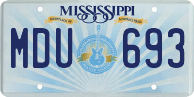 MS license plate MDU693
