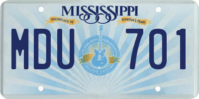 MS license plate MDU701