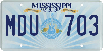 MS license plate MDU703