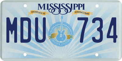 MS license plate MDU734