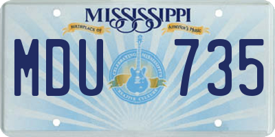 MS license plate MDU735