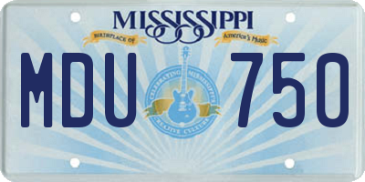 MS license plate MDU750