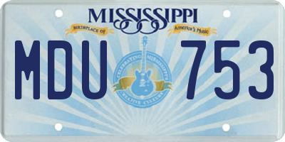 MS license plate MDU753