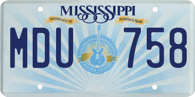MS license plate MDU758