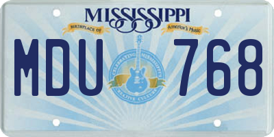 MS license plate MDU768