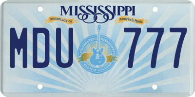 MS license plate MDU777