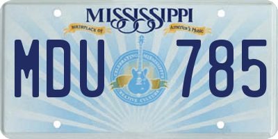 MS license plate MDU785