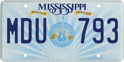 MS license plate MDU793