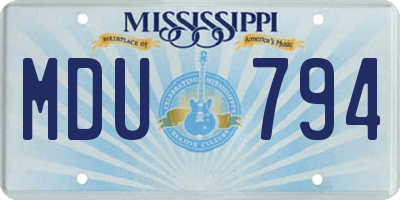 MS license plate MDU794