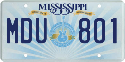 MS license plate MDU801