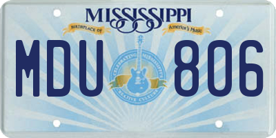 MS license plate MDU806