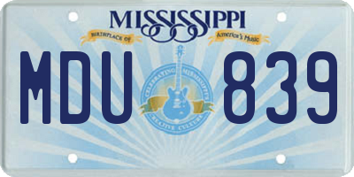 MS license plate MDU839