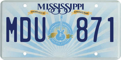 MS license plate MDU871