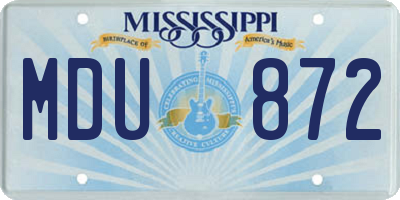 MS license plate MDU872