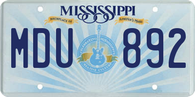 MS license plate MDU892