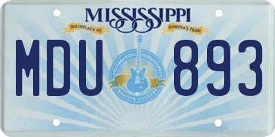 MS license plate MDU893