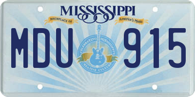 MS license plate MDU915